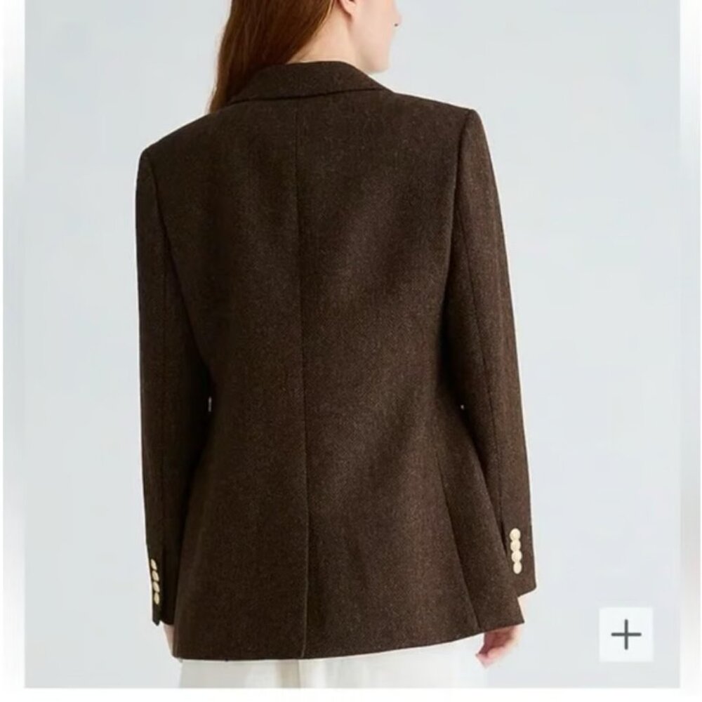 NWT J.Crew Willa Blazer in Brown Chocolate Umber Herringbone Wool Jacket 4P - Picture 6 of 6